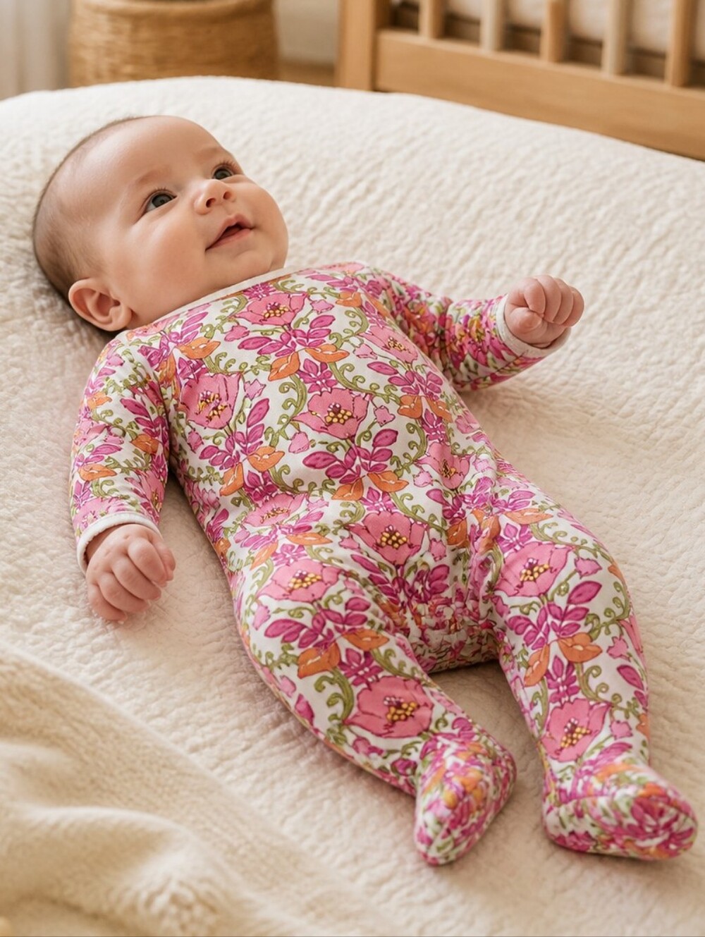 Vera Bradley Baby Footed Coverall Lilli Bell Pink Green Floral Pajama Onesie